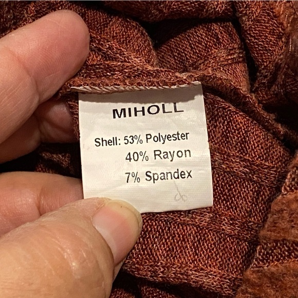 Miholl Waffle Knit Slouchy Twist Tie Hem Top Long Sleeves Size Women's XL - Picture 6 of 8